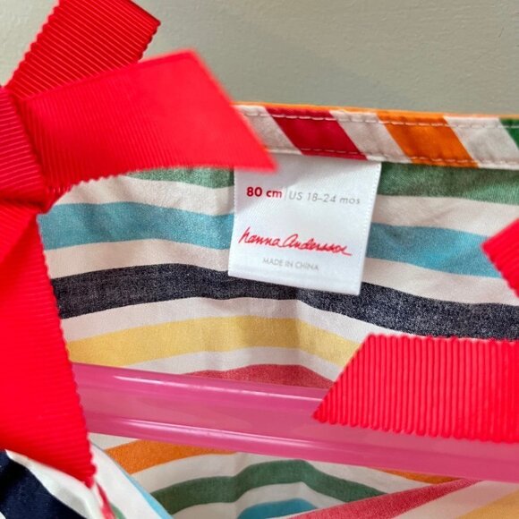 Hanna Andersson Rainbow Striped‎ Ribbon Dress- Size 80 (18-24m) - Picture 3 of 3